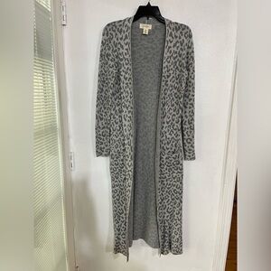 Jessica Simpson size XS cotton 100% cotton, long duster animal print gray